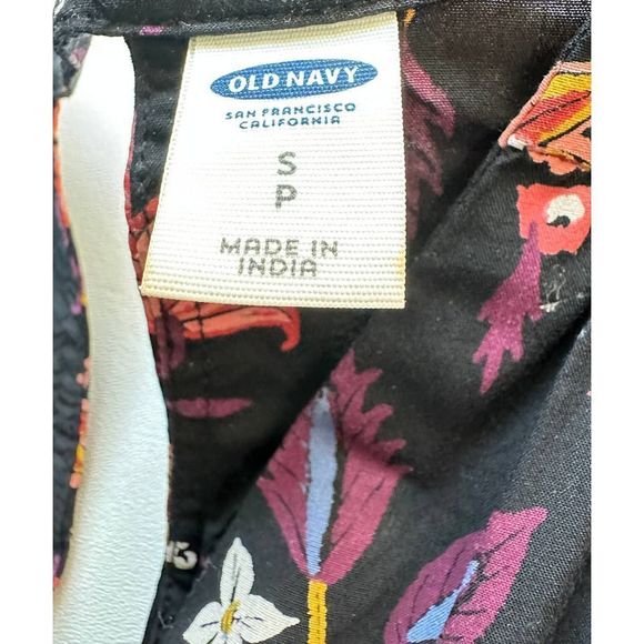 Old Navy Black Floral V Neck Sleeveless Shift Dress SP - Picture 3 of 7